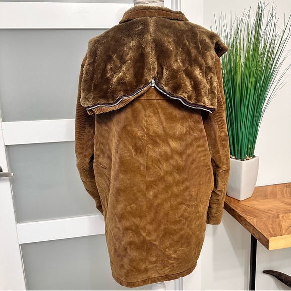 Vtg House Of Peerless Cognac Corduroy Hooded Jacket SZ 42 Faux Fur Lined GUC - Picture 11 of 11